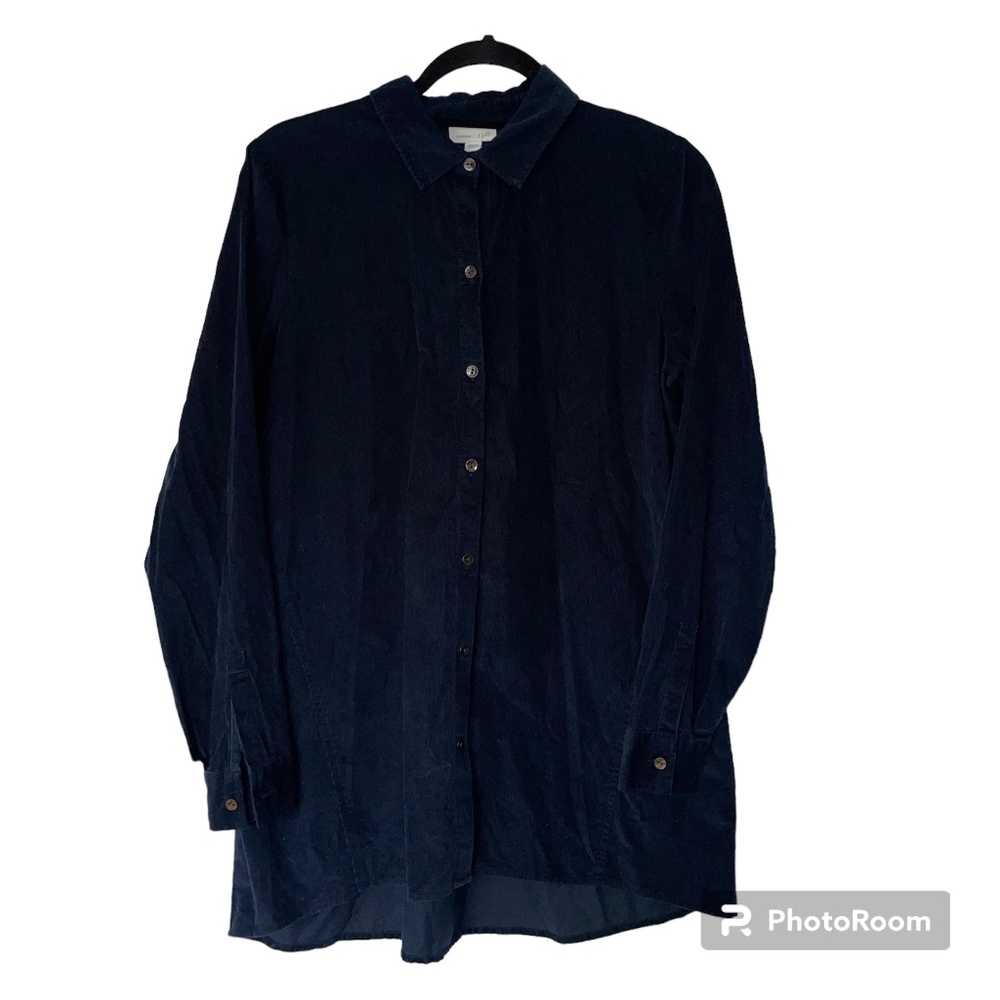 J. Jill Corduroy Dark Blue Collared Button long Sleeve Shirt